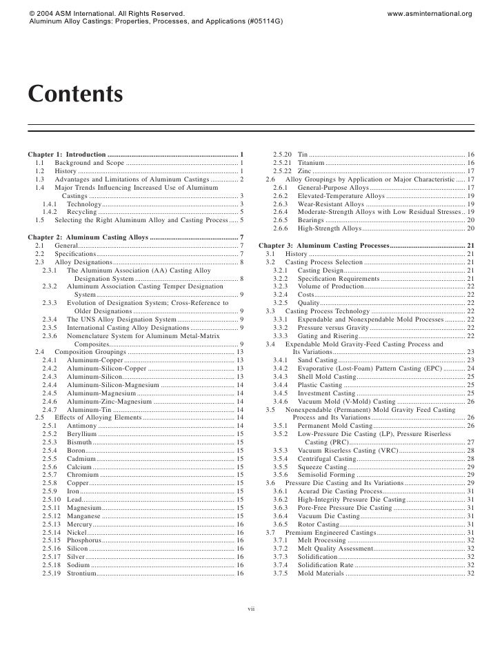 Aluminum Alloy Castings: Properties, Processes And Applications